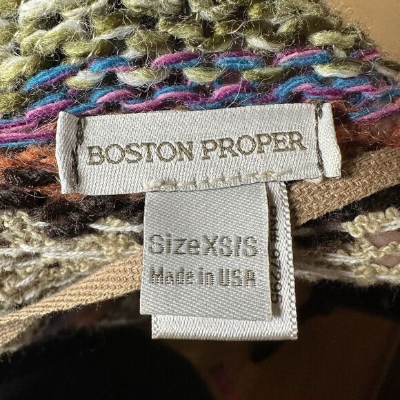 Boston Proper Boho Striped Cardigan XS / S | Made USA | Lagenlook Artsy Cottage - Picture 6 of 7